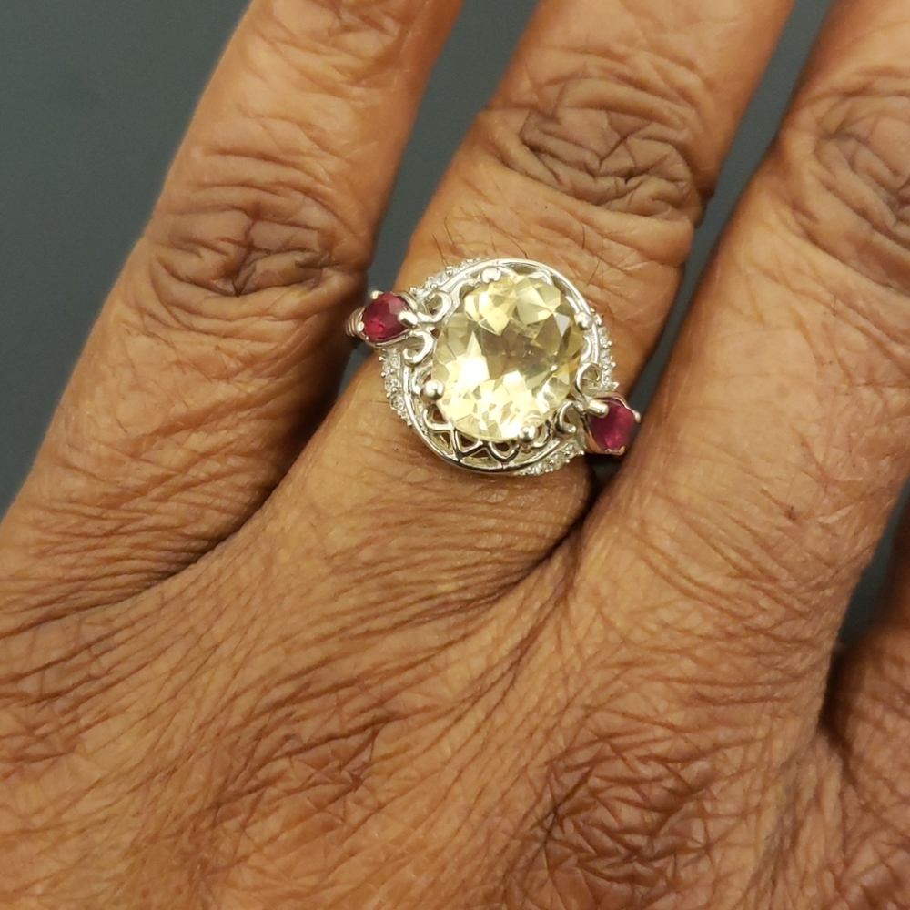 Citrine and ruby ring - Picture 5 of 5